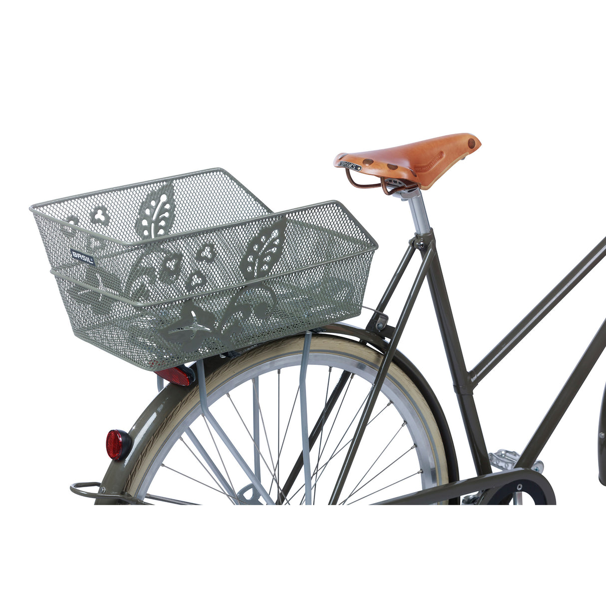 Basil Cento Flower - Bicycle basket - On the back - Olive Green