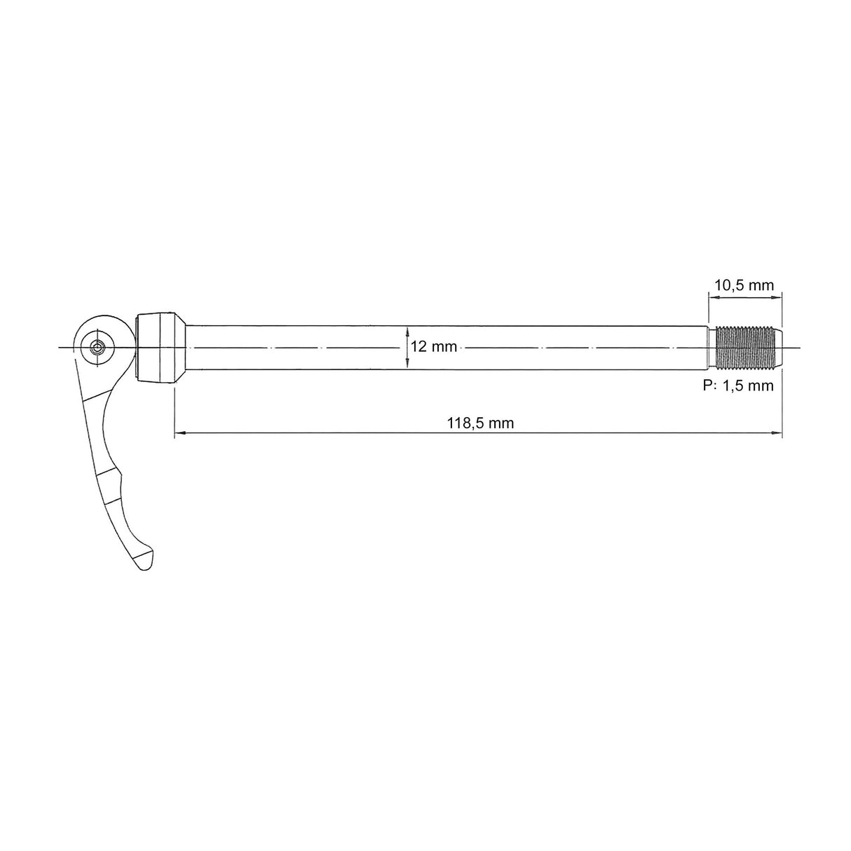 NOVATEC Qr269r steekas ø12mm 118.5mm met quick release