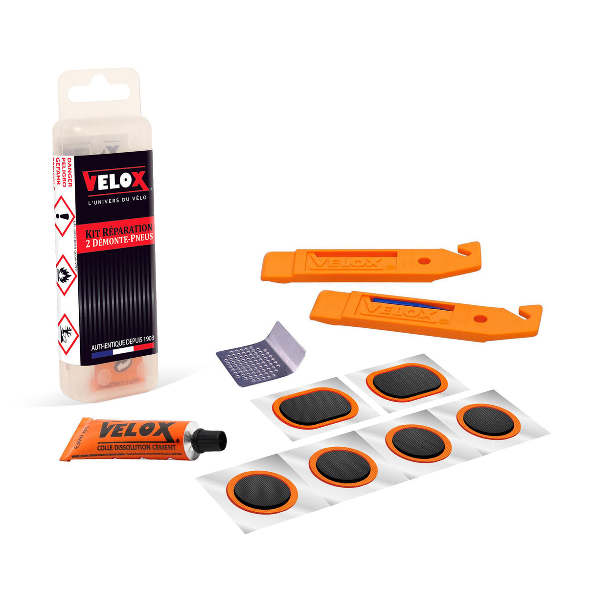 Velox tire repair kit mini 6 patches-solution-2 tire levers