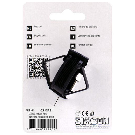 Simson bicycle bell mini 32mm, flex-band attachment black