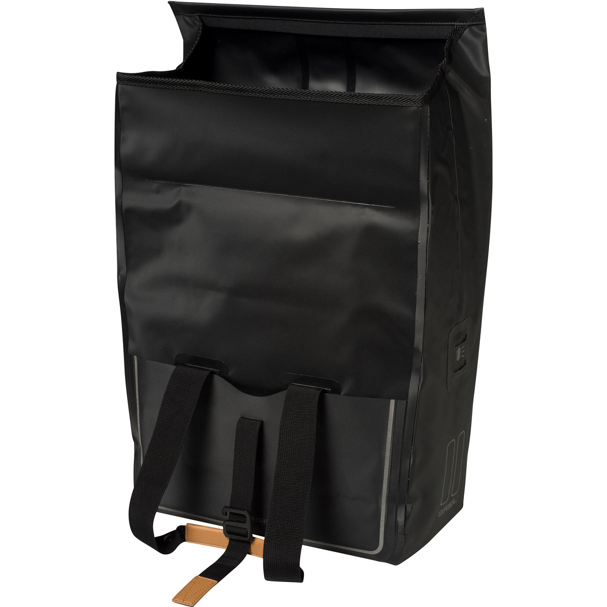 Basil Urban Dry Shopper waterdichte fietsshopper, vegan leather details, verstelbare sluiting, reflectie, mat zwart