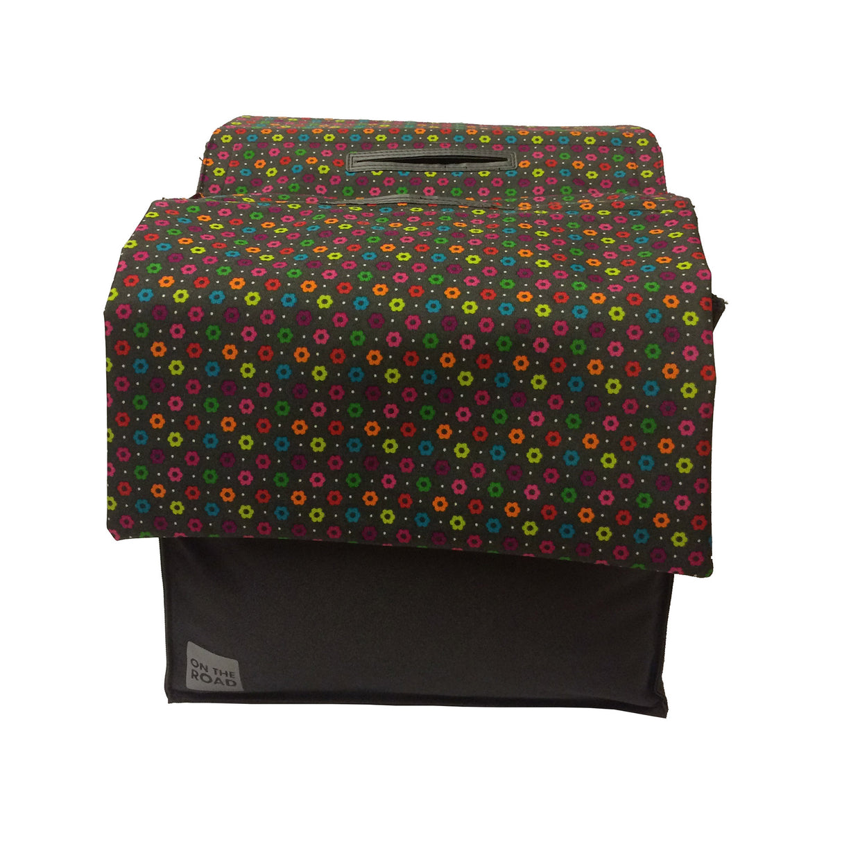 Basil Double Pannier Grey with Colourful Flowers 20L