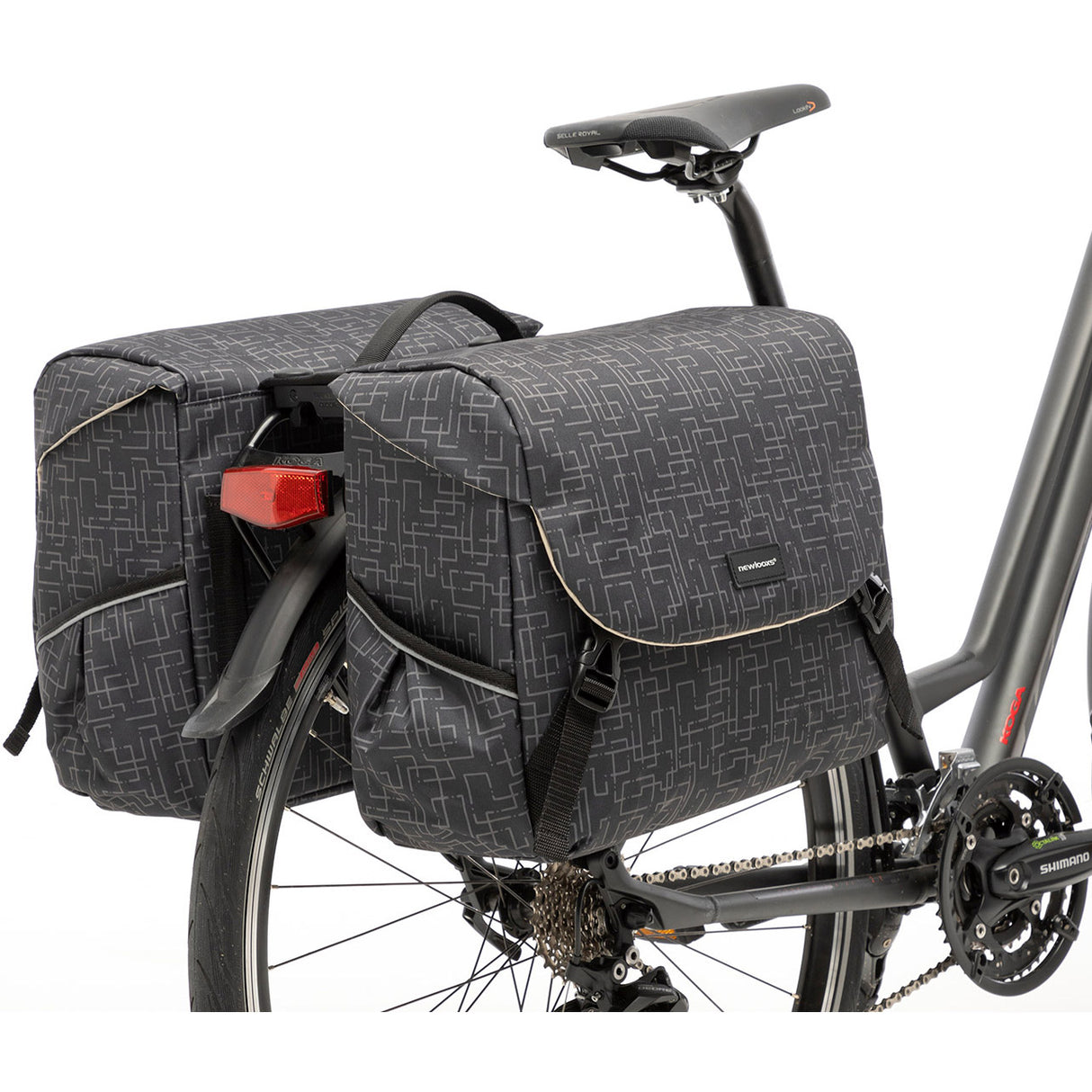 Mondi Joy Double Bicycle Bag - Water -Repellent Polyester - RackTime System - 37x16x32cm - Ivy Walnut