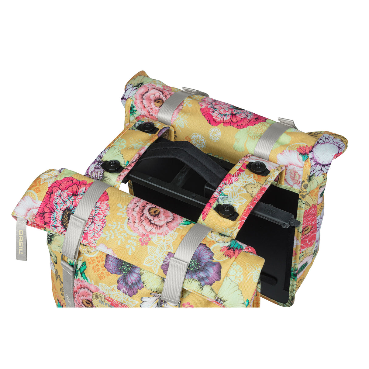 Basil Bloom Field double pannier, waterproof, honey yellow, 35L