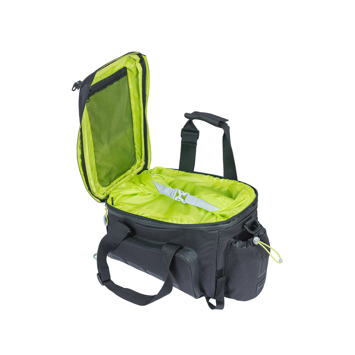 Basil Miles XL Pro Luggage Threat Bag - Waterproof - Sporty - Black Lime - 9-36L - Mik RT Adapterplates