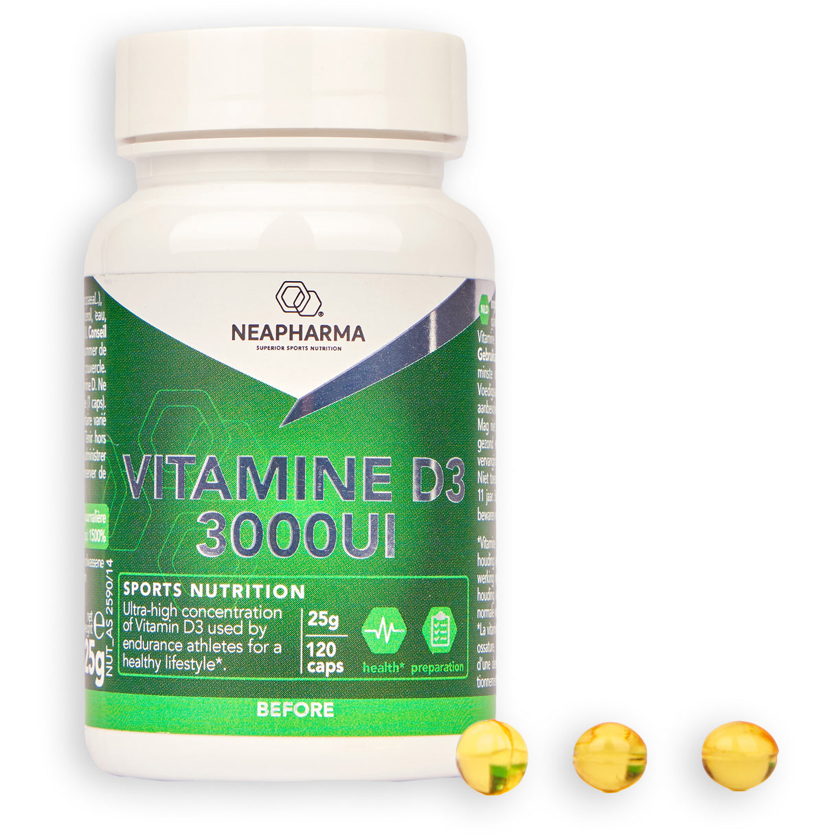 Neepharma kapsler vitamin D3 3000iu pot (120st)