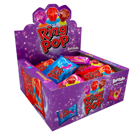 Bazooka Ring Pop Lollipop (24 Stéck)