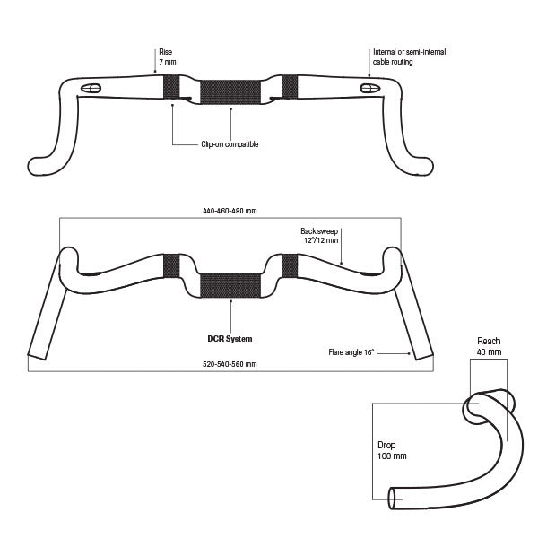 Dada Direction Bend Gera Graver 440 mm POB 31.7 mm de carbono