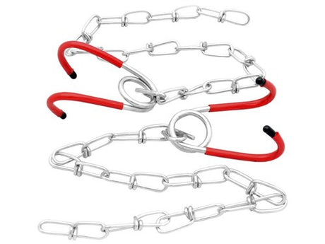 hanging chains with hooks red silver 2 pieces