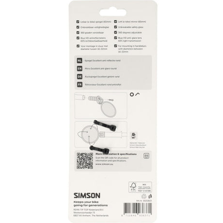 Simson spiegel rond excellent anti-reflecterend