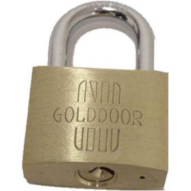 Tri-Circle padlock 50mm - Brass, 3 keys, 50mm shackle, gold-colored