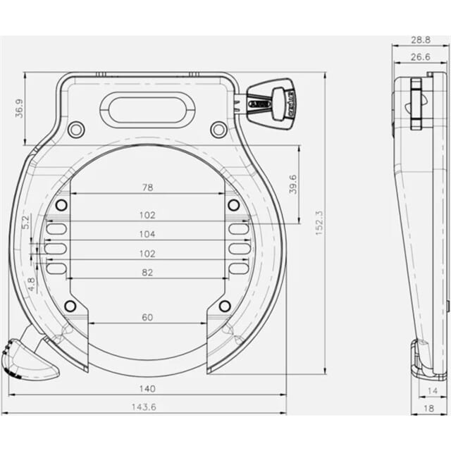 Abus AMPARO Slot 4650SL ART2 Lock de bicicleta negra