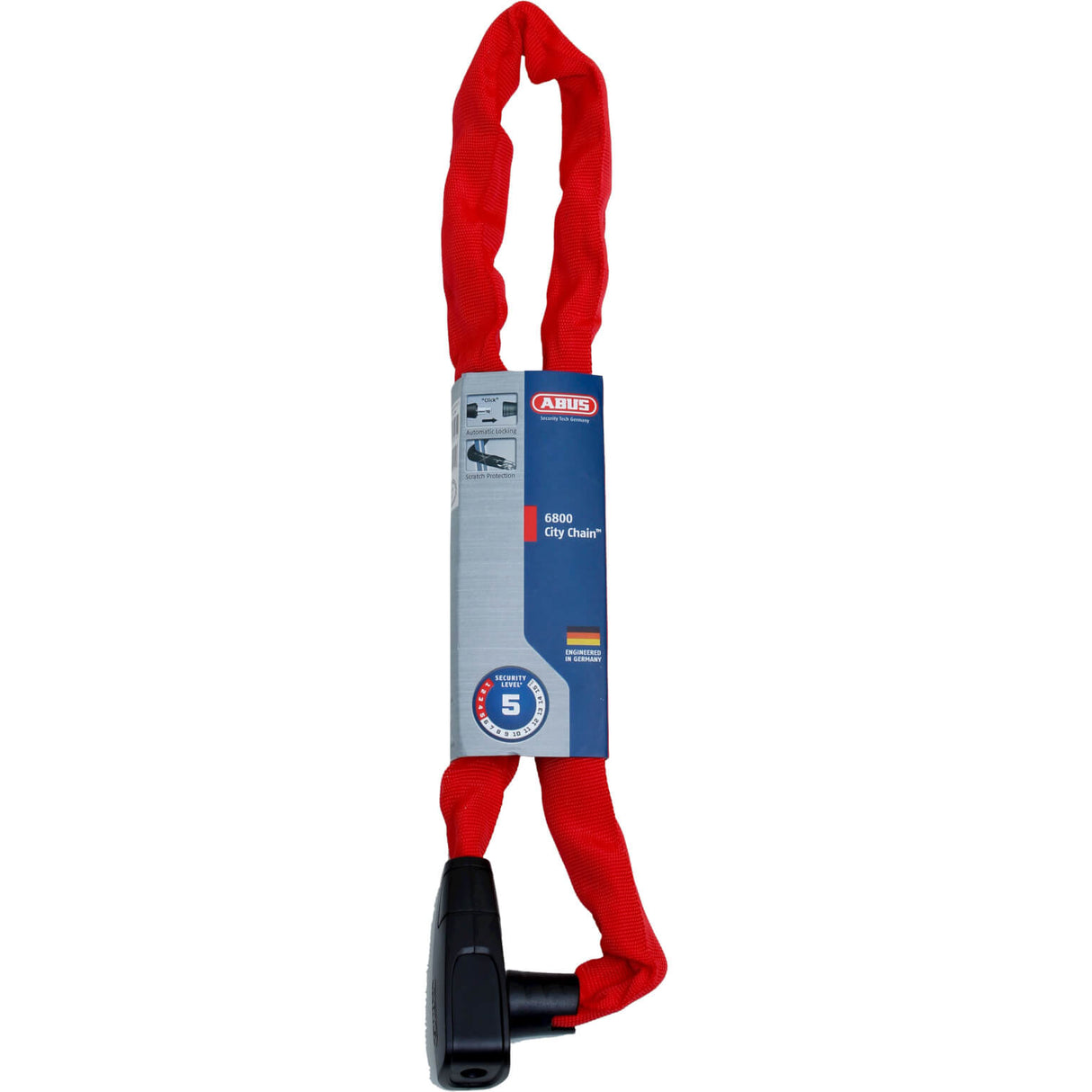 ABUS CITYCHAIN ​​6800 85 blocco della catena di biciclette rosse