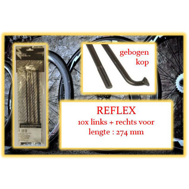 Miche spoke reflex dark 274mm lv+rv black (10pcs)