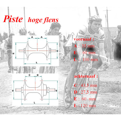 Miche NaafSet Pista V + A 32G s vysokou přírubou stříbra