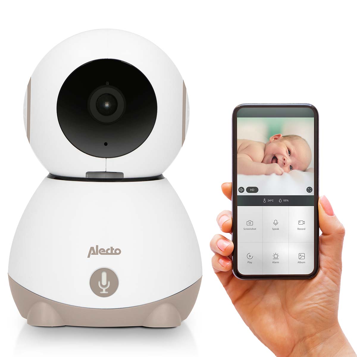 Alecto wi-fi baby monitor with camera white taupe - smartbaby10be