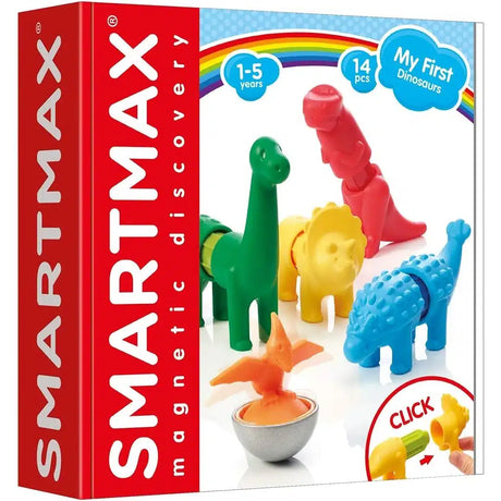 Smartmax meng éischt Dinosaurier - Magnéiteschen Dinosaurier - 14-Stéck Bauset mat mëllen Elementer - pädagogesch Spillsaachen fir Puppelcher - ab 1 Joer