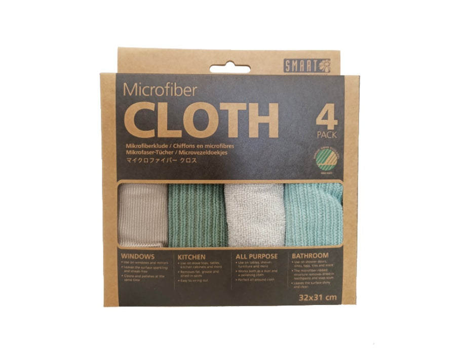 Smart Microfibre Cleaning Wipes Grey Green 4st