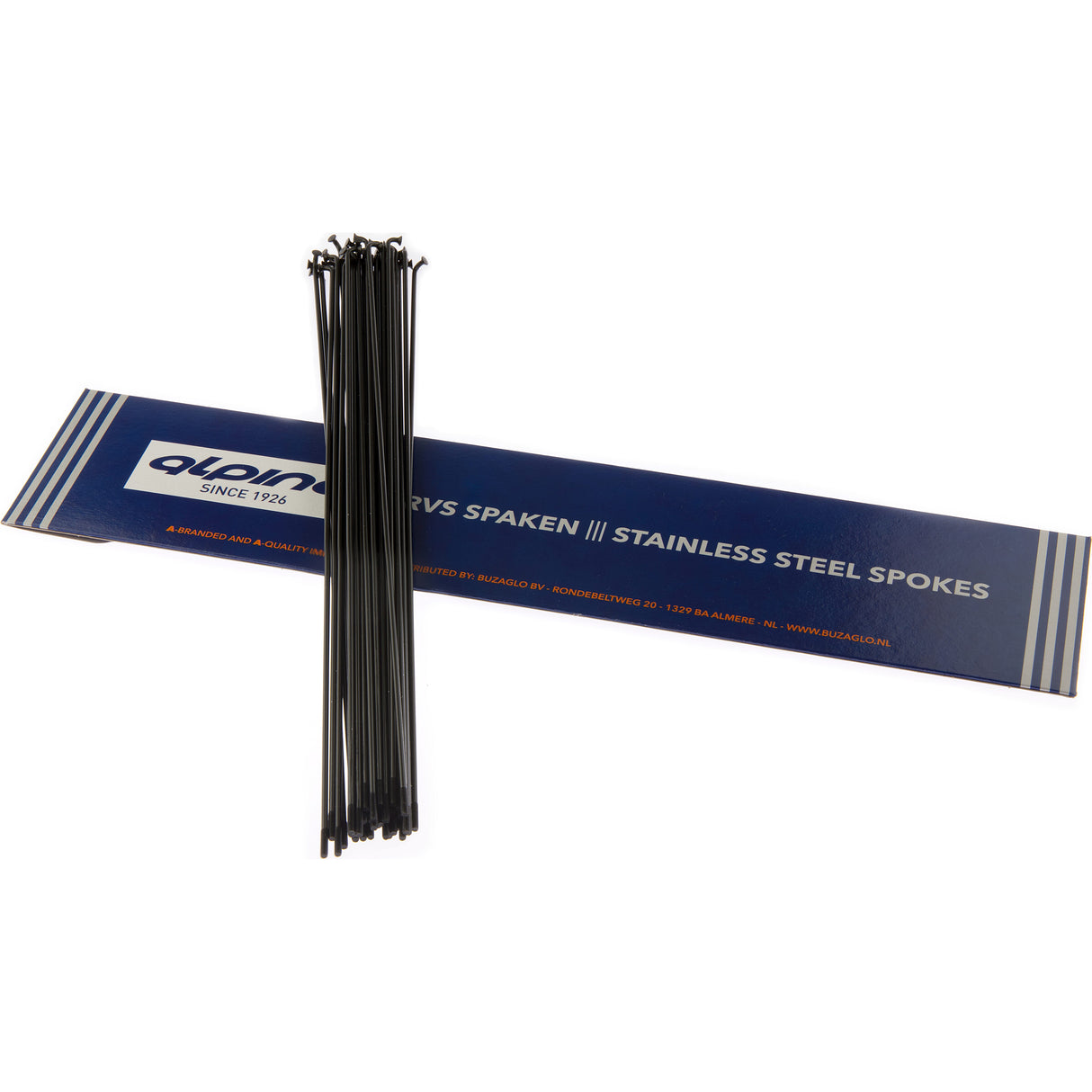 Alpina spaken 14g (2,00 mm) 240 mm rustfrit stål sort (p36)