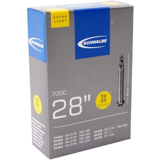 Schwalbe Tubo Interior Sv20 60mm 28 polegadas Corrida 18 25-622 luz extra 65gr