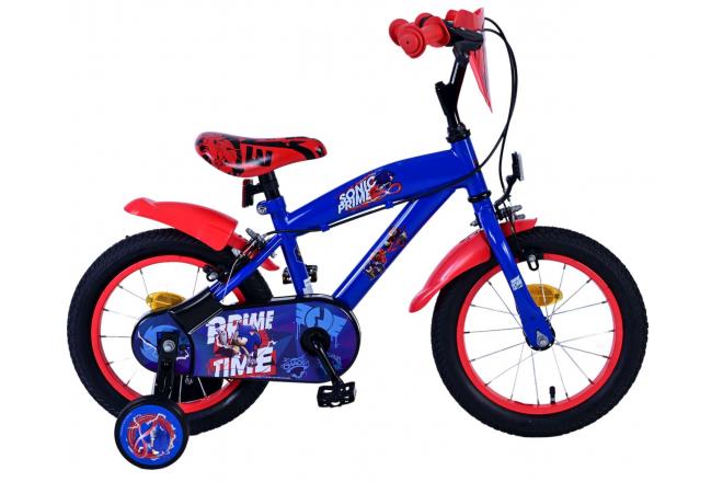 Sonic Prime Prime Children's Bike Boys 14 Zoll blau rot zwei Handbremsen