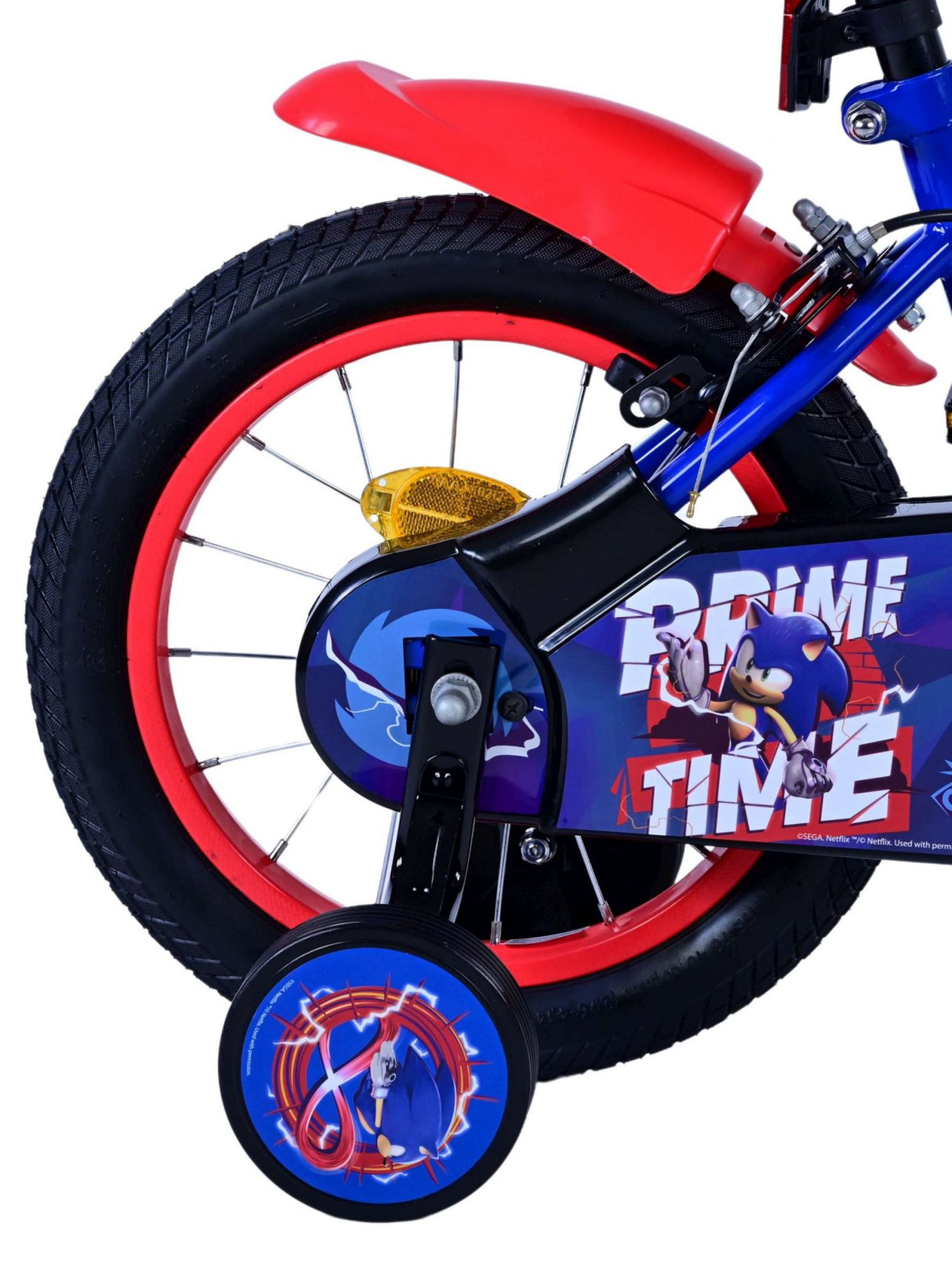 Sonic Prime Premier Prime Kanner Bike Jongen 14 Zoll bloe rout zwee Hand Bremsen