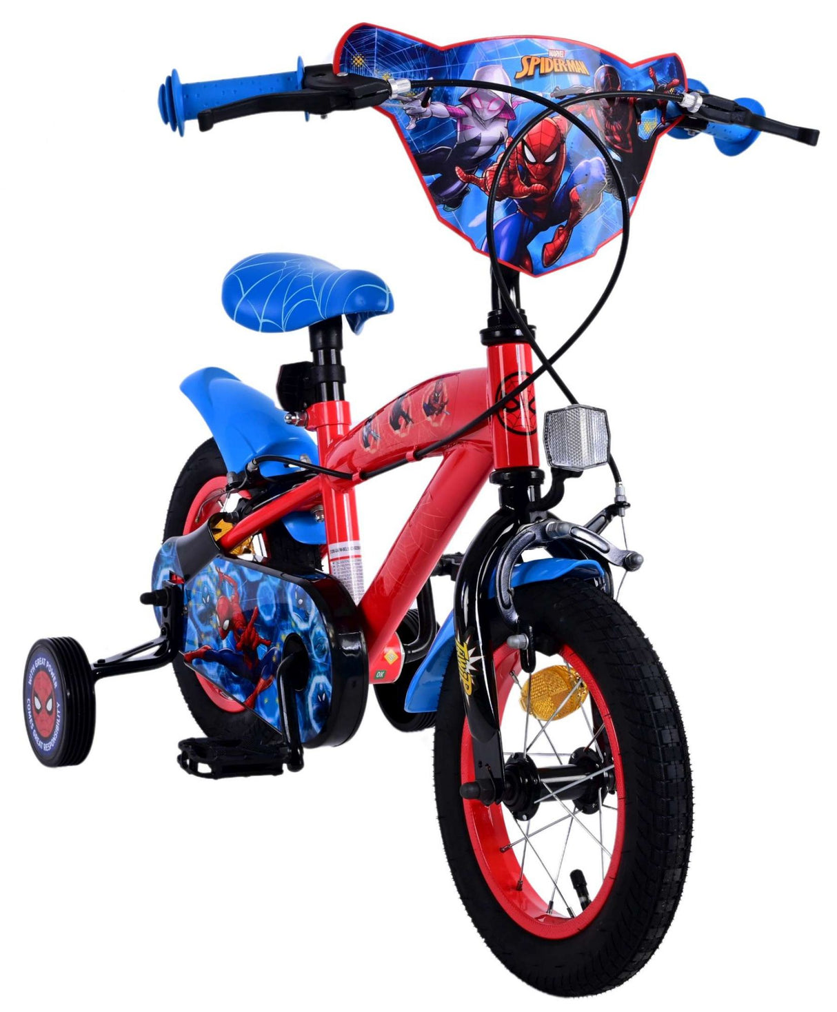 Spiderman Ultimate Spider-Man Bike Bike Bike Boys 12 pulgadas Rojo de dos frenos de manos