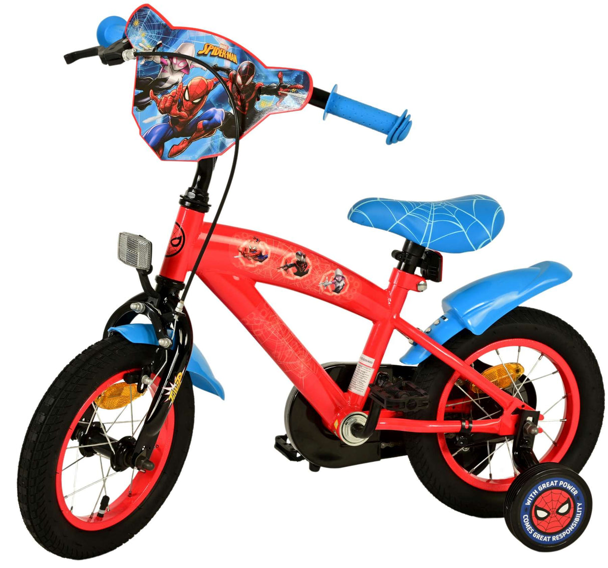 Spiderman Spider-Man Bike de bicicleta infantil de 12 pulgadas rojo azul