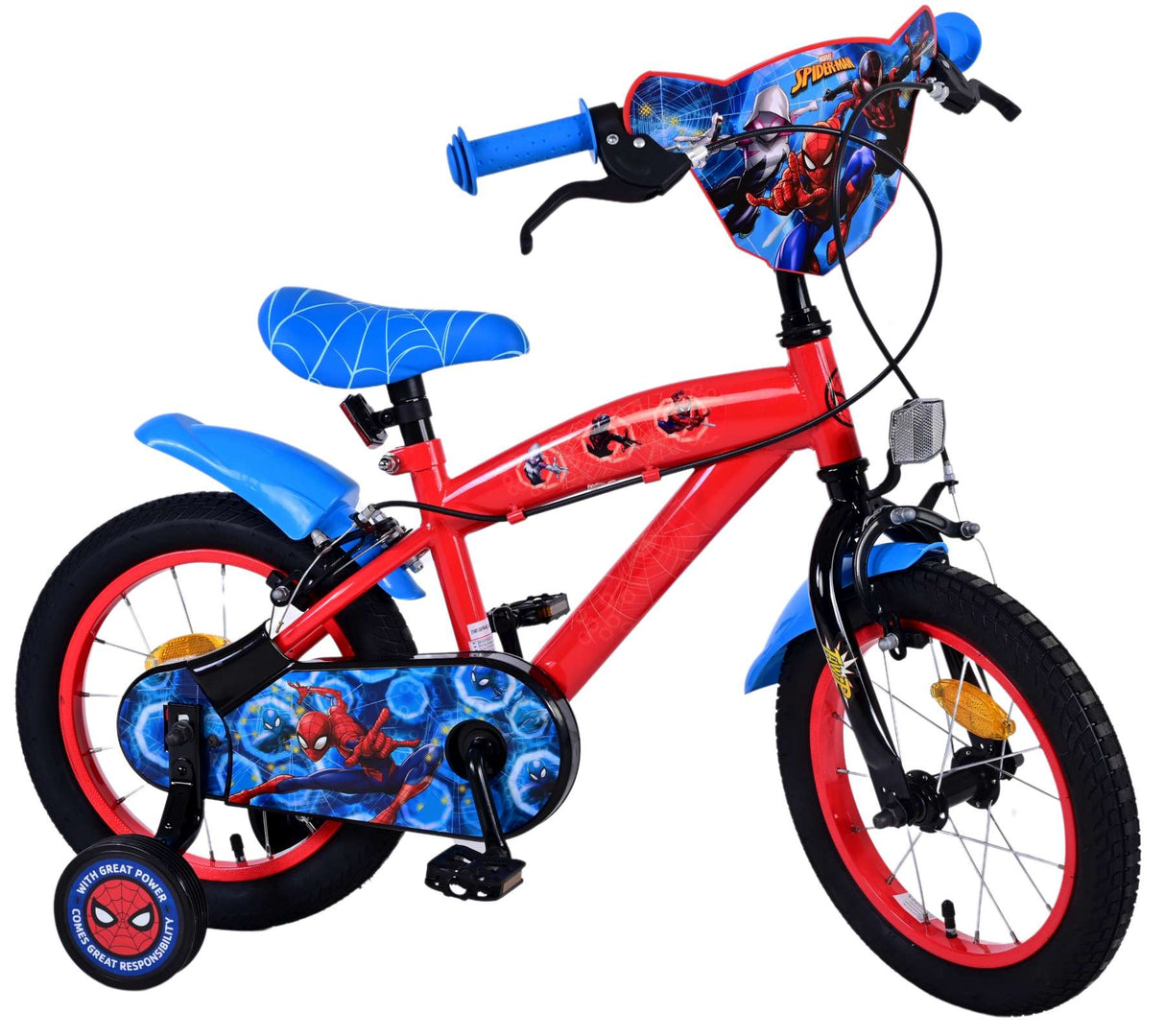 Spiderman Ultimate Spider-Man Children's Bike Boys 14 palcové modré červené dvě ruční brzdy