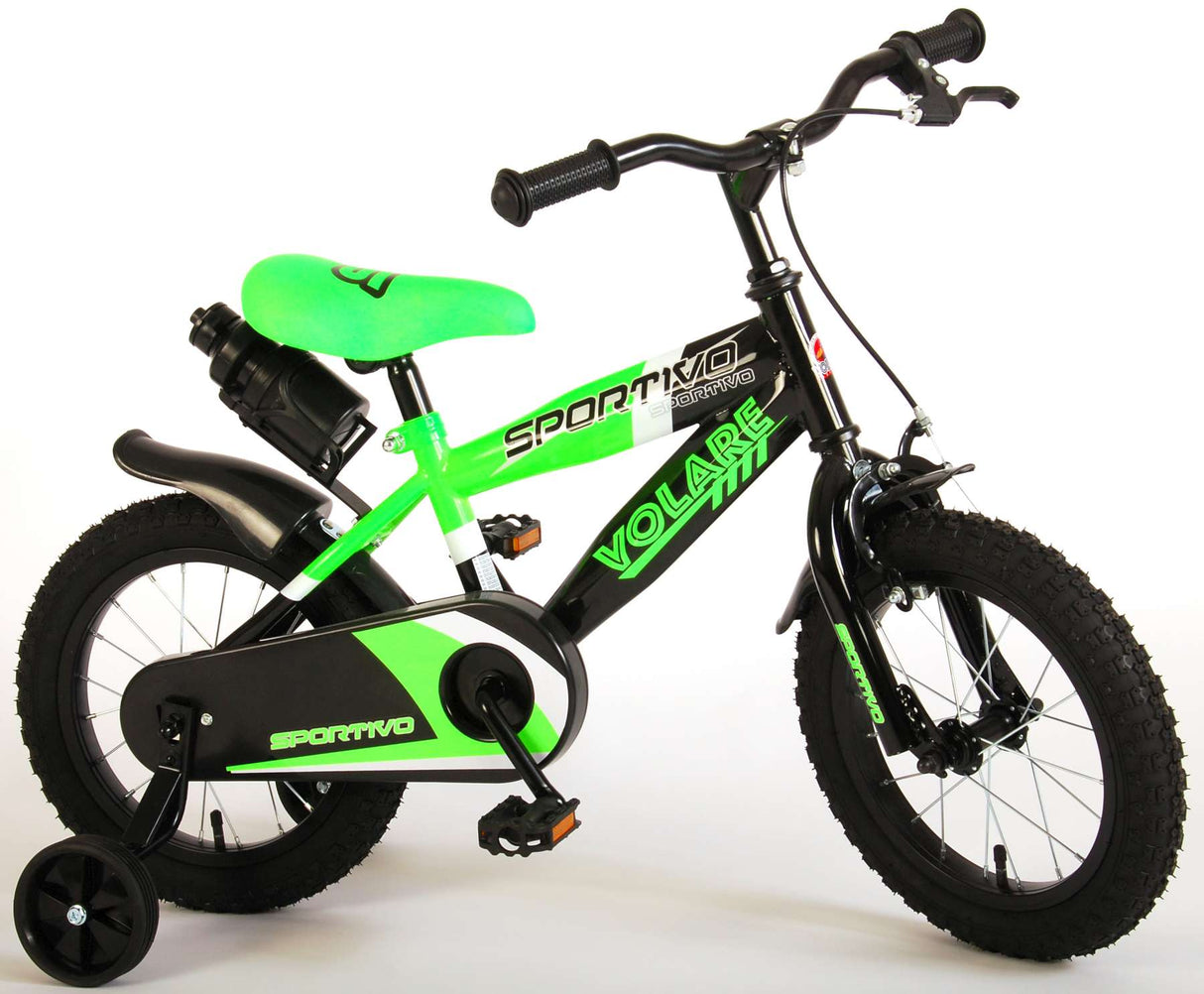 Volare Sportivo Kinderfiets Jongens 14 inch Neon Groen Zwart 95% afgemonteerd