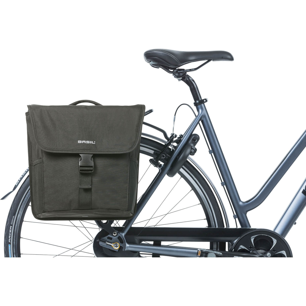 Basil GO-DOUBLE BAG MIK, dubbele fietstas, zwart, 32L, geschikt voor MIK systeemdragers carrierplates