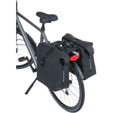 Basil SoHo dubbele fietstas Nordlicht waterdicht, PU, rolltopsluiting, geschikt voor MIK, 41 ltr, night zwart