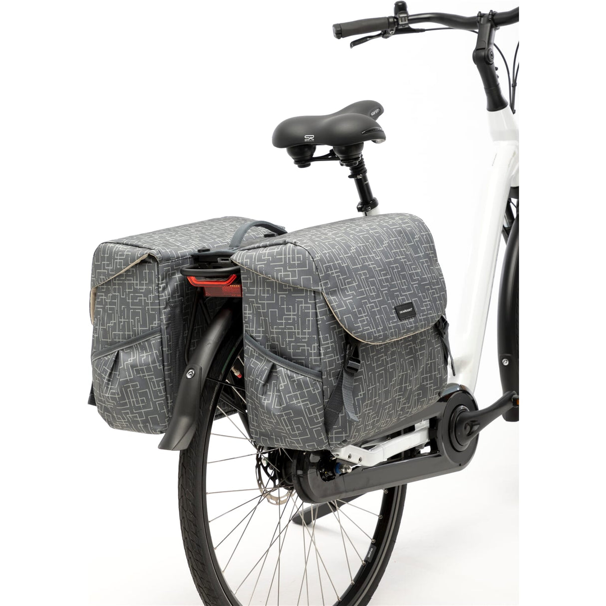 Newlooxs Mondi Joy Dubbele Fietstas Waterafstotend Polyester 38L MIK Adapter Ivy Walnut