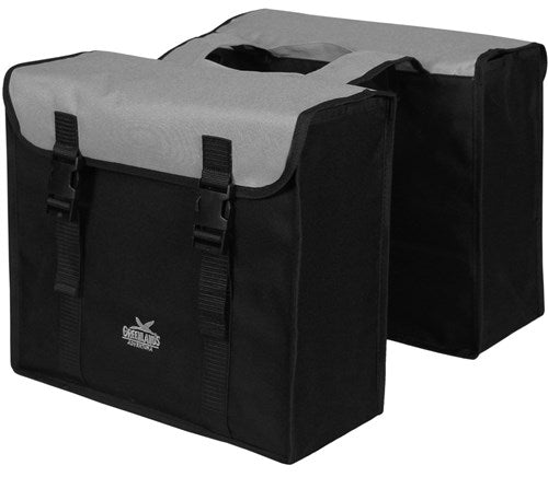 Greenland Double Bag, black and gray. Dimensions: 38x34x13cm. Total capacity: 35L.