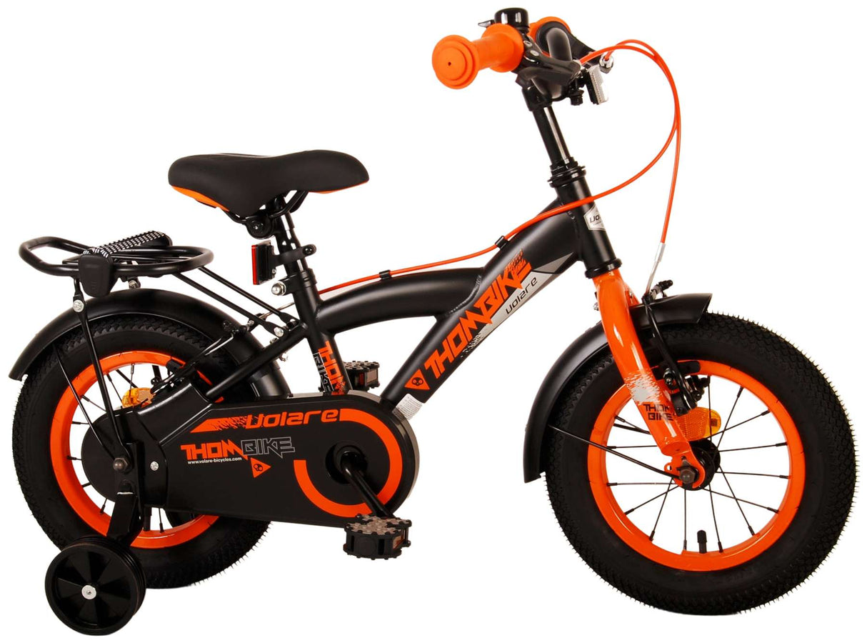 Volare Thombike Children's Bike Boys 12 tum Black Orange Two Hand Brakes