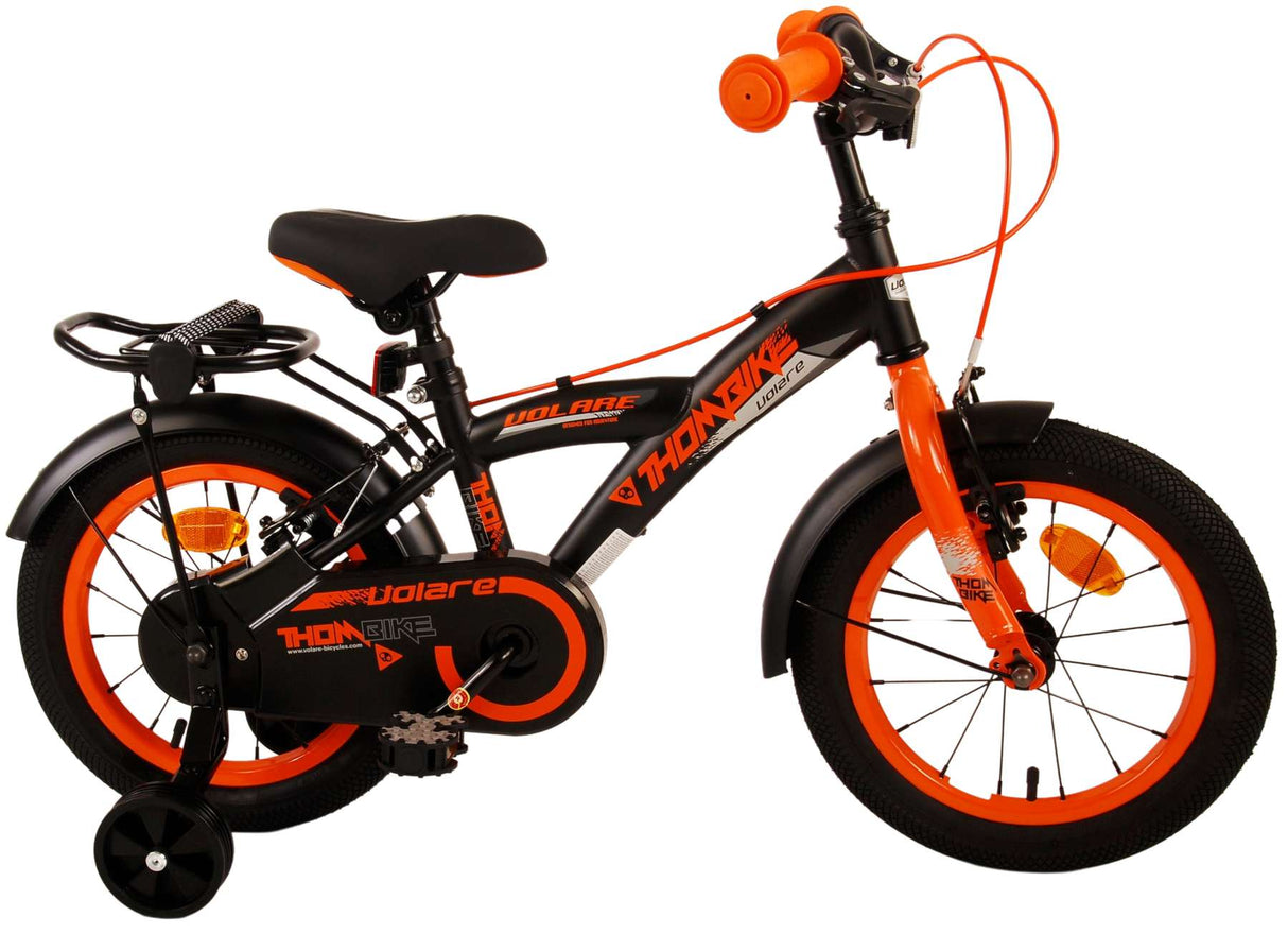 Volare Thombike Children's Bike Boys 14 tum Black Orange Two Hand Brakes