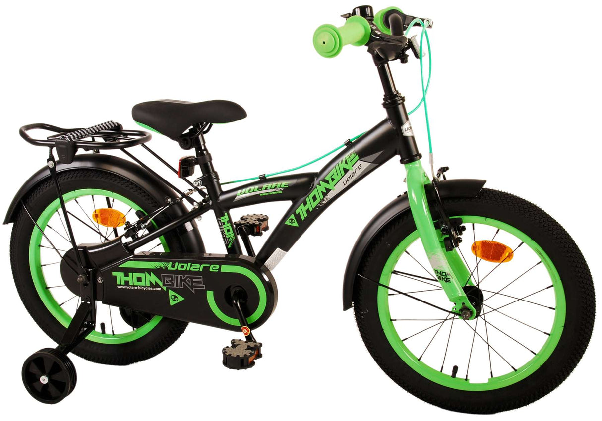 Volare Thombike Kinderbike - Jungen - 16 Zoll - Schwarzes Grün - Zwei Handbremsen