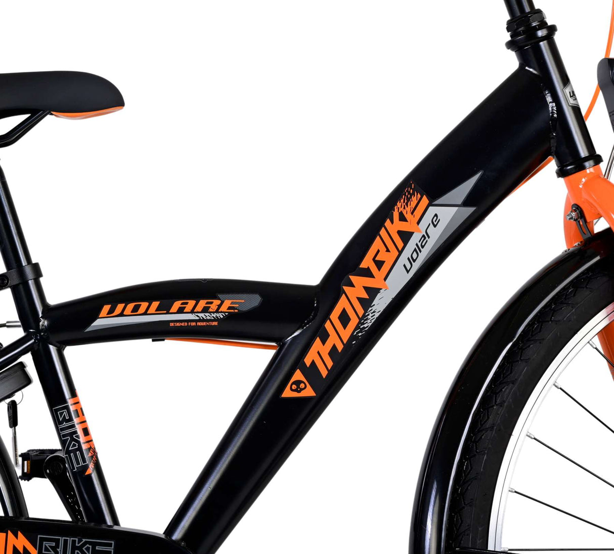 Volore Thombike Kanner Vëlo Jongen 26 Zoll schwaarz orange zwee Handbremsen