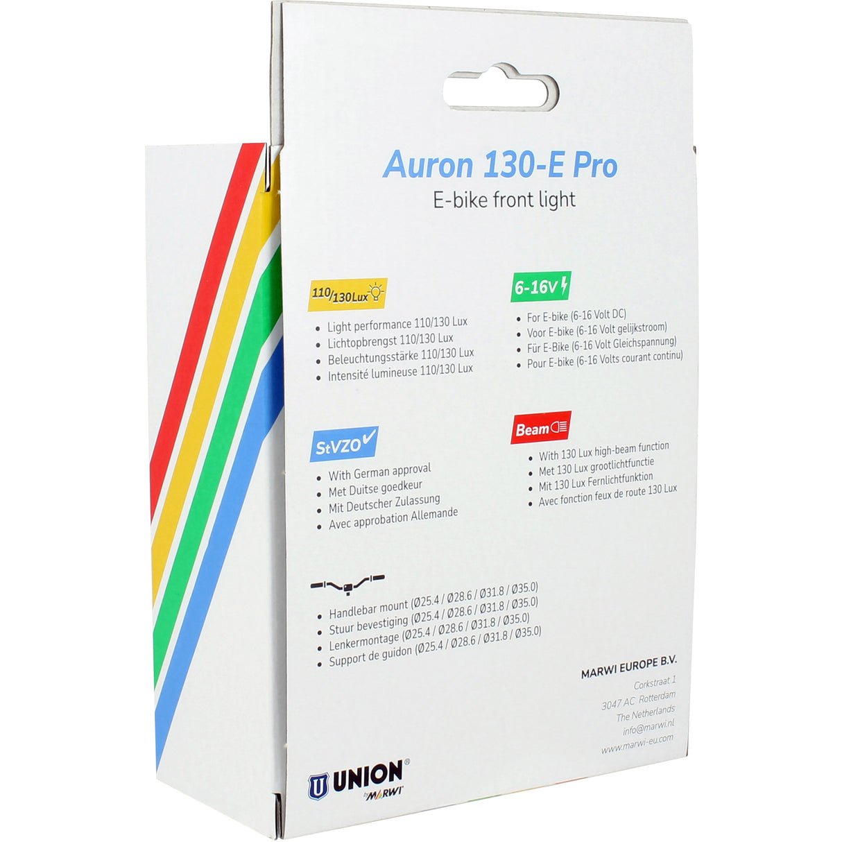 Union headlight Auron 130-E Pro e-bike 6-16V 130lux