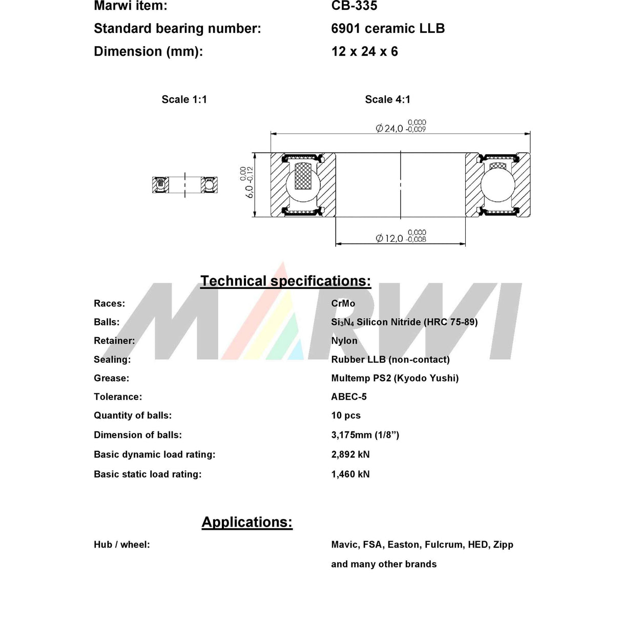 Union ball bearing ball bearing CB-335 12x24x6