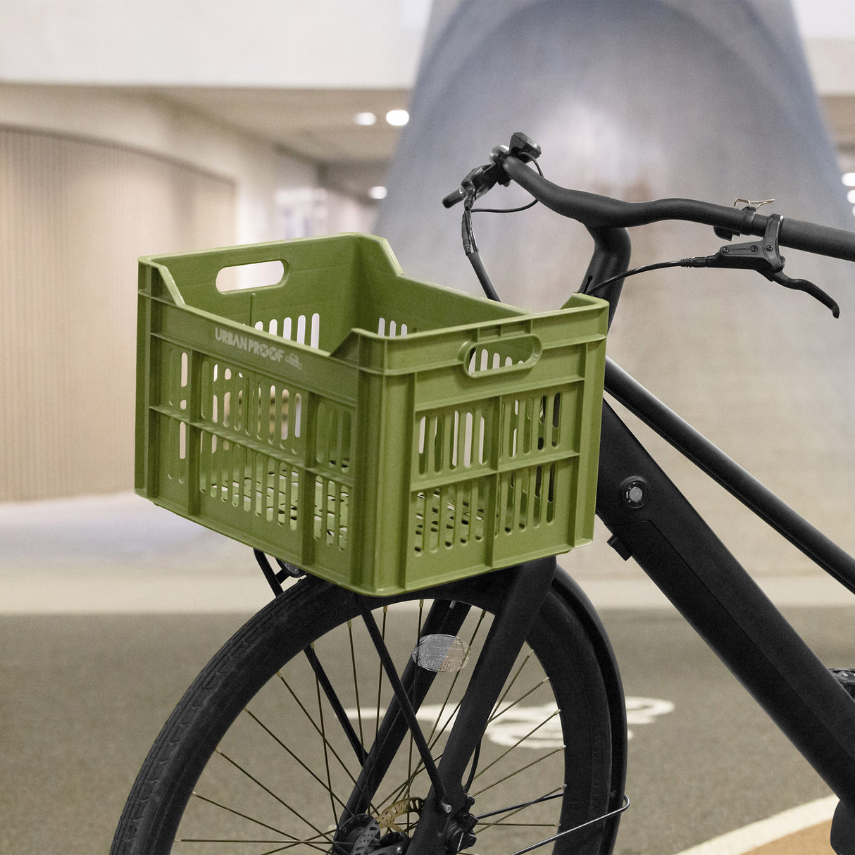 Urban Proof Bicycle Crate resirkulert plast 30L Olive Green 40x30x25 cm