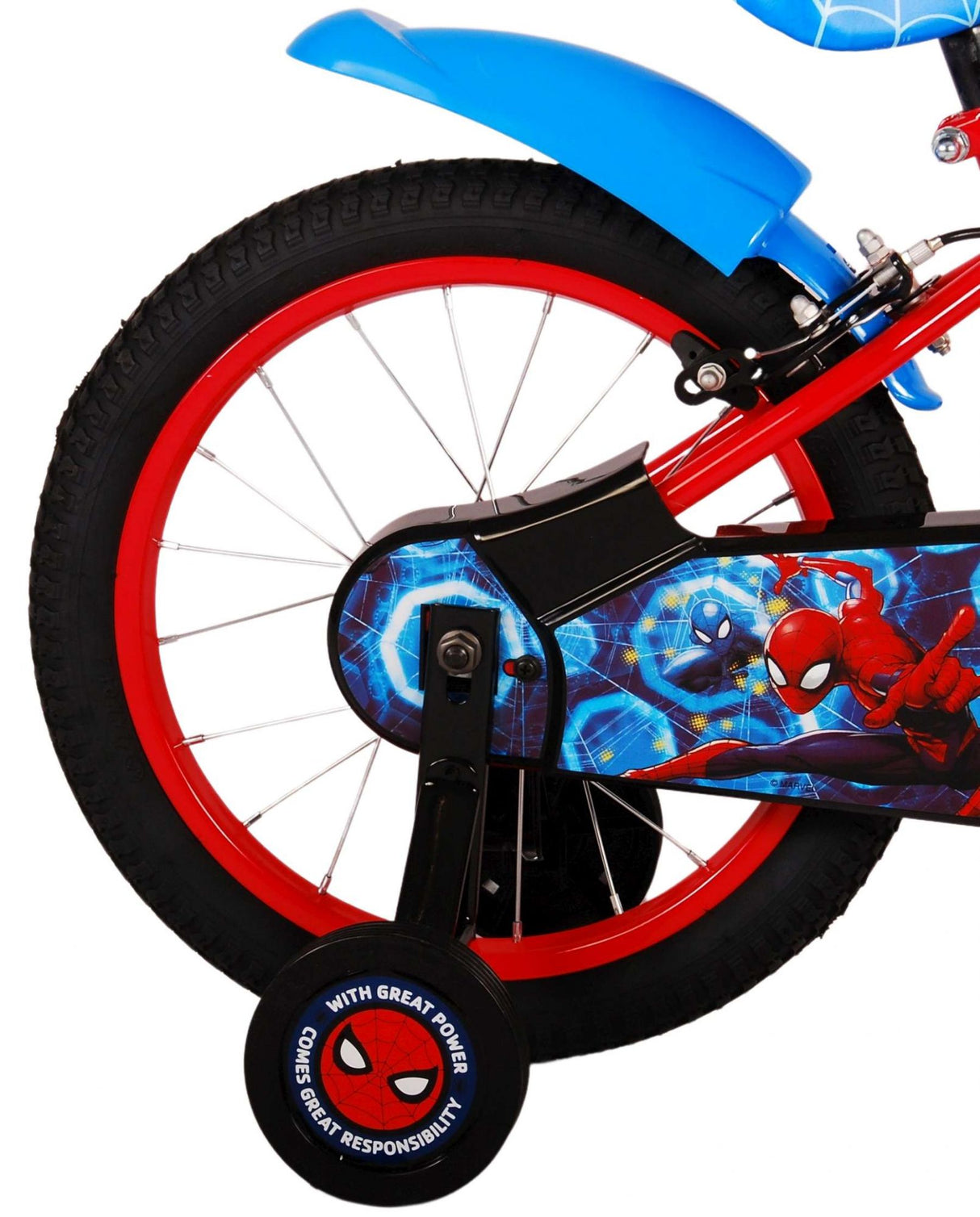 Spiderman Ultimate Spider-Man Children's Bike Boys 16 palcové modré červené dvě ruční brzdy