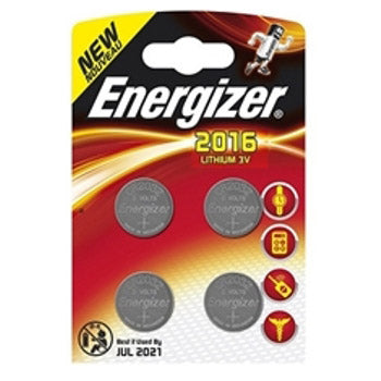 Energizer Lithium 3V button cell batteries (CR2016) 4 pieces