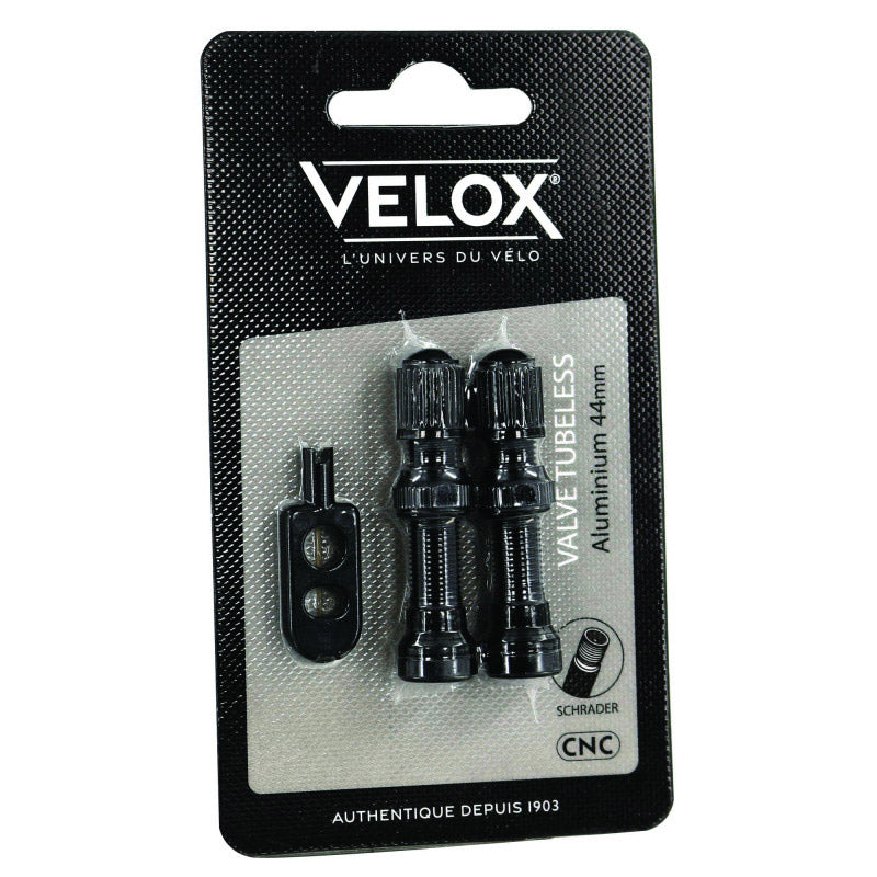 Velox Ventiel tubeless Schrader 44mm alu zwart (2st)