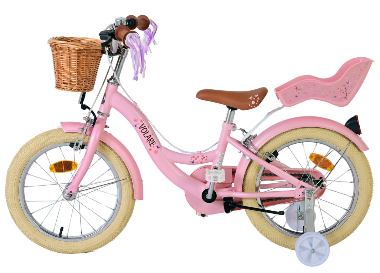 Volare Blossom Bicycle para niños - Niñas - 16 pulgadas - Pink - Dos frenos de mano