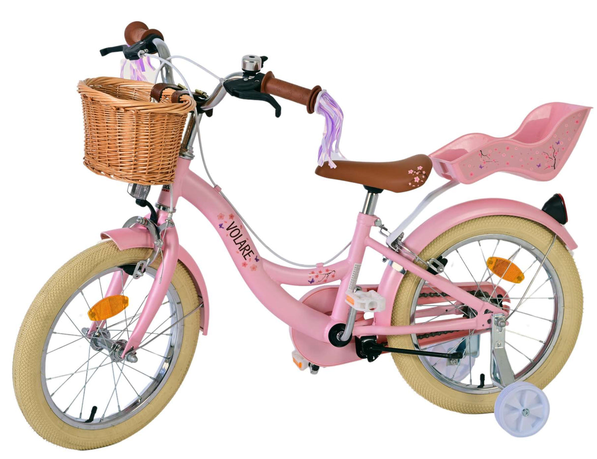 Volare Blossom Bicycle para niños - Niñas - 16 pulgadas - Pink - Dos frenos de mano