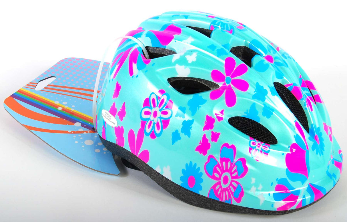 Volare children's bicycle helmet XS blue pink flowers 47-51 cm Extra small model