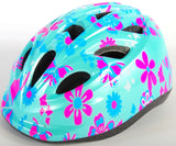 Volare Kinder Fietshelm XS Blauw Roze Bloemetjes 47-51 cm extra klein model