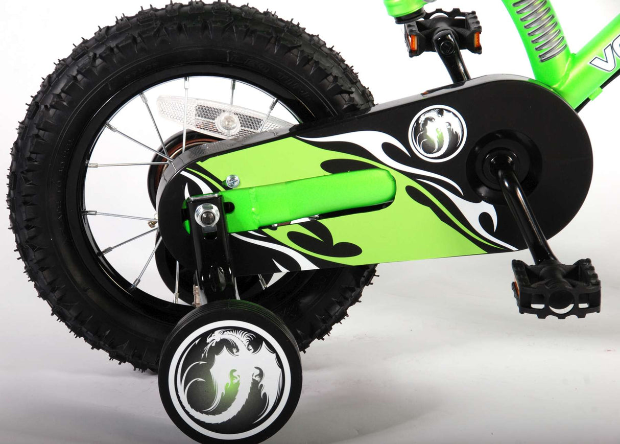 Volare Motorbike para niños para niños niños de 12 pulgadas verdes dos frenos de mano