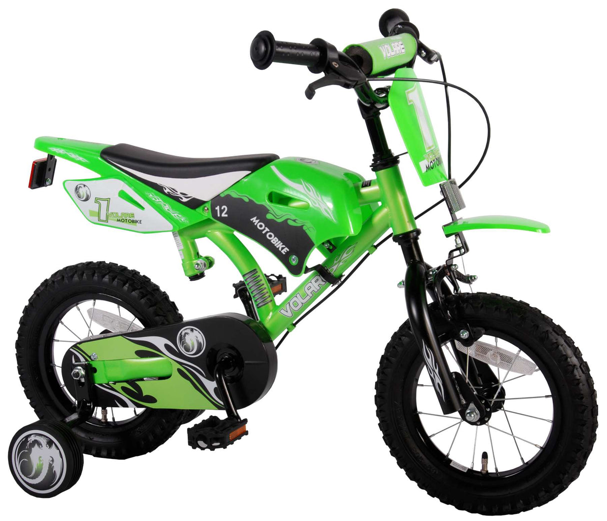 Volare Motorbike Children's Bike Boys 12 -calowe zielone dwa ręczne hamulce